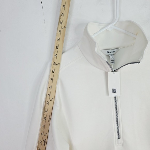 Spanx Heavy Air Half-Zip Tunic In Powder White Stretch NWT Size Small Read - Picture 7 of 12